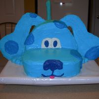 Blue's Clue This is a Blues Clue Cake I made for my daughters 2nd Birthday. Ears and tail are white chocolate, and everything is covered in butter...