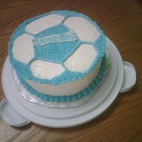 Blue Soccer Ball Cake this was a cake i made for a friend of mine,he always joked that i should make his birthday cake but i was unable to so i made him one...