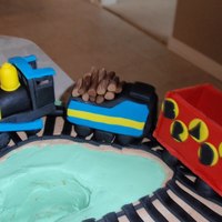 Fondant Train Train on my 2 year old's birthday cake. Made completely of fondant