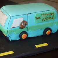 Scooby Doo Mystery Van French Vanilla Cake with Strawberry Mousse filling. Covered in fondant and decorated with fondant.