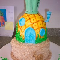 Sponge Bob's Pineapple House Cake Cake I made as a gift for my neighbor's son's 4th birthday. Buttercream with gumpaste decorations.