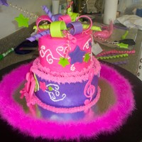 Girlie Rock Star Cake All buttercream with fondant and gumpaste accents, and gold wire. Almost melted before I got it to the party!