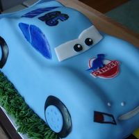 Dinoco Mc Queen Carved from Wilton 3-D Cruiser, covered in MMF.