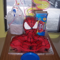 Spiderman Spiderman cake for my sons 5th birthday! The head is a styrofoam "wig" head. All covered in red buttercream.