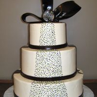 Dots And Bows This design was originally created by Pink Cake Box. The client provided the photo for me to recreate, using her colors. Chocolate fondant...