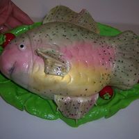 Fish Tale this was fun & easy! Cut my template from cardstock and cut from a coconut flavored sheet pan, torted with coconut buttercream, covered...