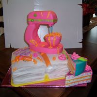 Donna's Cake This couldn't have been done without a lot of help, thanks! The mixer is out of styrofoam and the cake slices also, and covered in...
