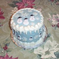 Snowman Cake Birthday cake for my friend who loves snowmen. A very quick decorating job after supper last night. Cream cheese frosting with fondant...