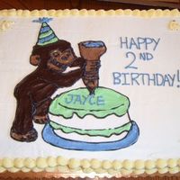 Curious George Doesn't really look like Curious George that much. Got the idea from another CC'er. Full sheet whipped topping.