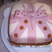 Wilton Course 3 This cake turned out ok I guess. We were running short on time, so I feel it's missing something. My first time working with fondant...