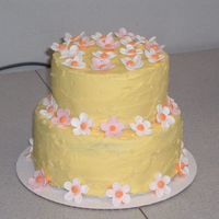 Spring Birthday Cake First time playing with gumpaste, made some daisies. This is just a practice cake.