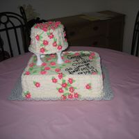 Julie's Shower All buttercream. Neopolitan cake with vanilla cream filling between the chocolate, vanilla, and strawberry layers.