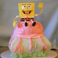 Spongebob Jellyfishing It was a cake for a family member, I'm still learning, but I like how this came out, plus I actually got my marshmallow fondant to...