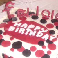 Happy Birthday With Maroon And Black Marble cake with buttecream, and lots of MMF accents on sides and top of cake.Made for my friend's granddaughter, who was turning 13...