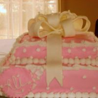 Very Pink 1St Birthday A present cake based off a picture the client sent me for a first birthday cake. Did a smash cake to match. All MMF, covering cake and the...