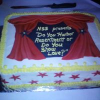 Cake For Drama Party I made a cake for my daughter's drama cast party. A 4inch sheet cake decorated with fondant/butter cream and two 2inch sheets cakes...