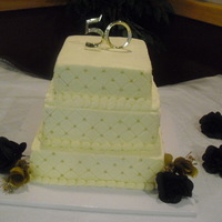 50Th Anniversary Cake for my parents 50th wedding anniversary. Yellow cake inside with buttercream frositng and gold dragees.