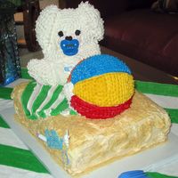 Beach Bunny Baby This was the cake I made for my daughter's baby shower. Used Wilton's large bear pan and large ball pan. Used buttercream...