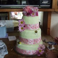 Finally.....my Great Grandmother's 98Th Birthday Cake! Bottom tier was chocolate with pb mousse, middle tier was white chocolate with white chocolate mousse and raspberry preserves, top tier was...