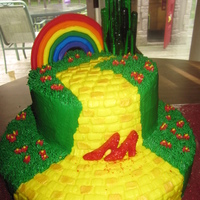 Wizard Of Oz Cake Wizard of Oz cake for my daughters 5th birthday, all buttecream with rainbow done in color flow, shoes were chocolate, emerald city was...