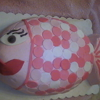 Ladyfish Strawberry cake with strawberry icing for a friend's birthday. She loves to fish, so I gave her one she could eat!