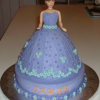 Doll Cake I made this cake for a co-worker's daughter's birthday. Her favorite colors are purple & aqua. I used buttercream and...