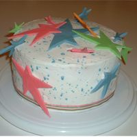 Star Birthday Cake My 15 yr. old wanted a cake with ehr favorite design...STARS! The icing is buttercream, with watered down buttercream splattered on it. The...