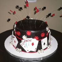 Casino Cake Inspired by fiasmama.My first big cake. 12" and 10" tiers covered in chocolate MMF. Red buttercream border. Confectioner's...