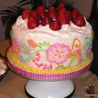 Jenni's 30 "strawberries and champagne" flavored cake done as a gift for our friend jenni. mimic'ed the design of a piece of scrapbook...