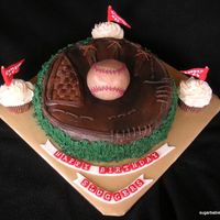 3 Sluggers cake for a client who was celebrating her son's birthdays, along with the grandfathers. all 3 like baseball, so she requested a...