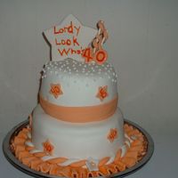 40Th Birthday Cake MMF Fondant covering chocolate cake from scratch. I used colored gumpaste for stars and spirals. I tried the painting tech on the large...