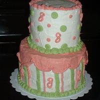 Nieces 8Th Birthday layered vanilla cake with BC icing. Made to match strawberry shortcake candle.