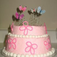 Beautiful Butterflies I made this cake for one of my best friends, it was her 26th birthday. She LOVES butterflies and the color pink. The balls are mmf, and the...