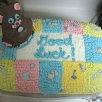 Teddy Bear With Baby Blanket I made this cake for my old roommate as a suprise! She loved it so much that she started crying when she saw it! It was a two layer, yellow...