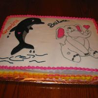 Animals This was 1/2 pineapple and 1/2 white cake. all bc icing.