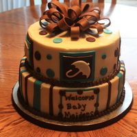 Baby Shower This cake turned into a nightmare...the humidity made the icing so soft and the fondant was sticky. I hoped it would have turned out better...