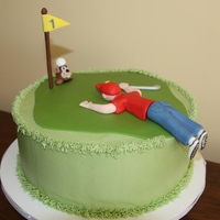 Golfer's Cake Birthday cake for my brother-in-law. Chocolate cake, chocolate buttercream between layers, vanilla buttercream on the outside. All...