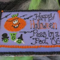 Peas In A Pod Halloween Party! Last minute cake I did for my daughters' playgroup, Peas In A Pod. Tried to incorporate that with the pathetic looking peas under the...