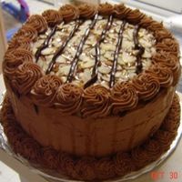Chocolate Caramel And Almond Cake I made this cake for a dessert contest my husbands' work was having.
