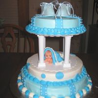 Baby Shower gumpaste booties. buttercream icing with fondant decor.made for my daugther.our 3rd grandson