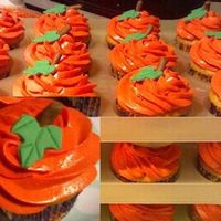 Pumpkin Cupcakes These are the cupcakes I made to bring to work for Halloween. Butter almond cake with cream cheese frosting. Stem and leaf are made from...