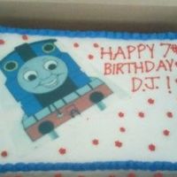 Thomas The Train Birthday Cake One of my first cakes using edible image! Pound cake with decorator's icing.