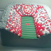 Osu Stadium Field made of fondant. Buttercream frosting for rest.