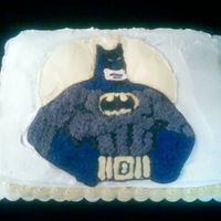 Batman Batman on a sheet cake. I usually use character cake pans but couldn't find one.