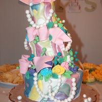 Bridal Shower This was my 4th or 5th fondont cake I've ever done - it is kind of rough. I had a hard time with the crooked cake/styrofoam. It is...