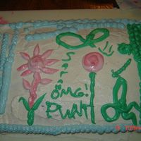 First Time Ever first cake ever :) just messing around with different tips,thats why it looks like a 4yr old did it,was a fun and messy experience to say...