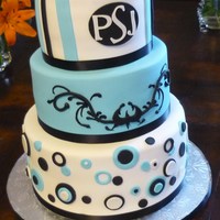 40Th Birthday Cake Chocolate w/chocolate buttercream, strawberry w/cream cheese and banana split cake. Covered in fondant. Design is a copy, sorry don't...