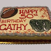 Roll Tide 1/2 chocolate cake with creem cheese icing. Decorated in BC for an Alabama's fan.