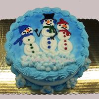 Happy Trio 8" cake decorated in BC and airbrushed blue