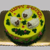 Flock O'sheep Another one of the display cakes: BC and airbrush with piped sheep